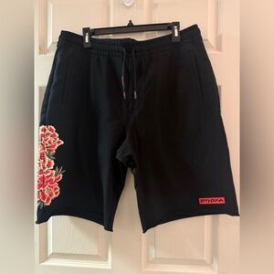 Ethika Black and Red Floral Men's Athletic Shorts